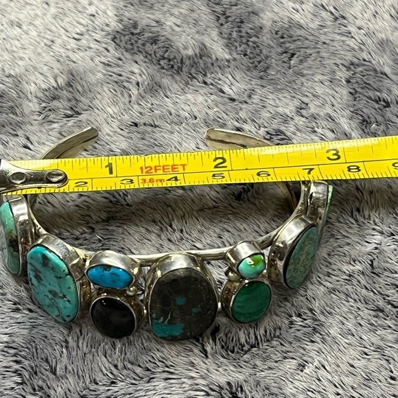 Artisan Sterling Silver Cuff with Turquoise - Picture 11 of 12
